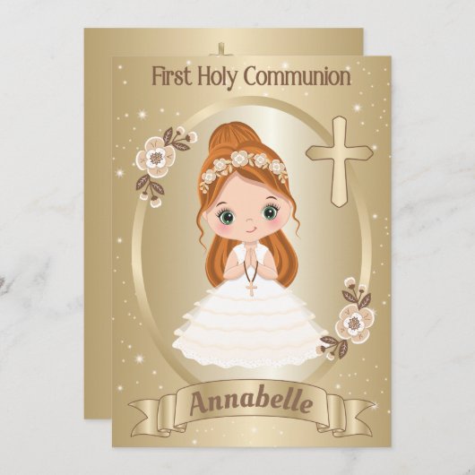 Uitnodiging Eerste Heilige Communie Roodharig Meis (Voorkant / Achterkant)