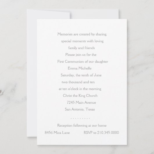 Uitnodiging eerste mededeling "Ingegrepen" kruis (Achterkant)