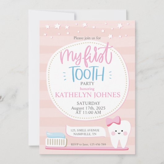 Uitnodiging eerste tiendaagse babymeisje (Voorkant)