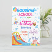 Uitnodiging einde school zwembadfeest (Staand voorkant)