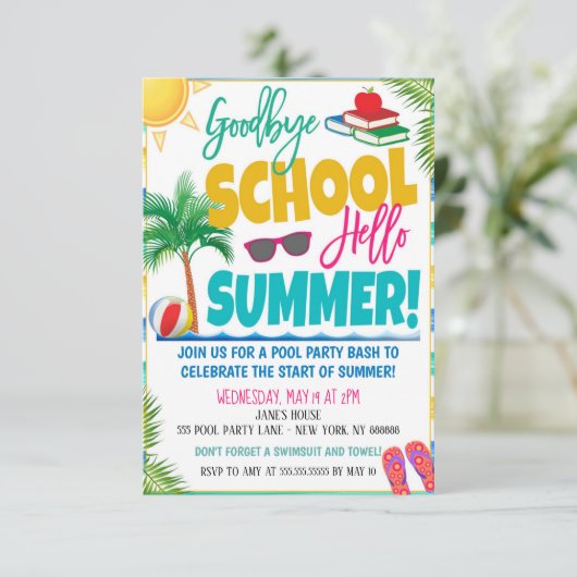 Uitnodiging einde schooljaar zomerfeest (Staand voorkant)