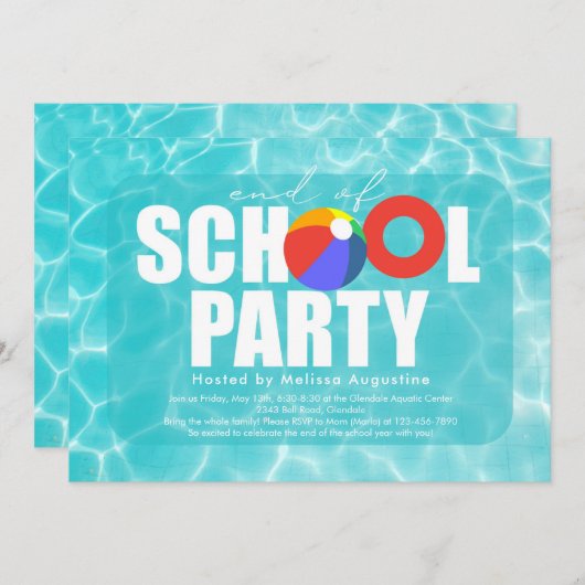 Uitnodiging einde schoolpool (Voorkant / Achterkant)