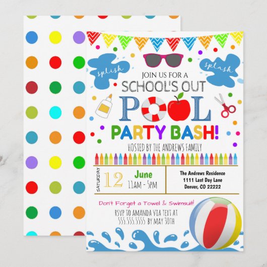 Uitnodiging einde schoolpool (Voorkant / Achterkant)