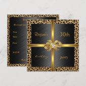 Uitnodiging Elegant 30ste Verjaardag Luipaard Goud (Voorkant / Achterkant)