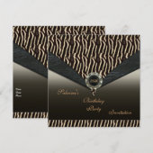 Uitnodiging Elegant 30th Metal Black Jewel Animal (Voorkant / Achterkant)