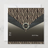 Uitnodiging Elegant 30th Metal Black Jewel Animal (Achterkant)