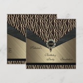 Uitnodiging Elegant 30th Metal Black Jewel Animal  (Voorkant / Achterkant)