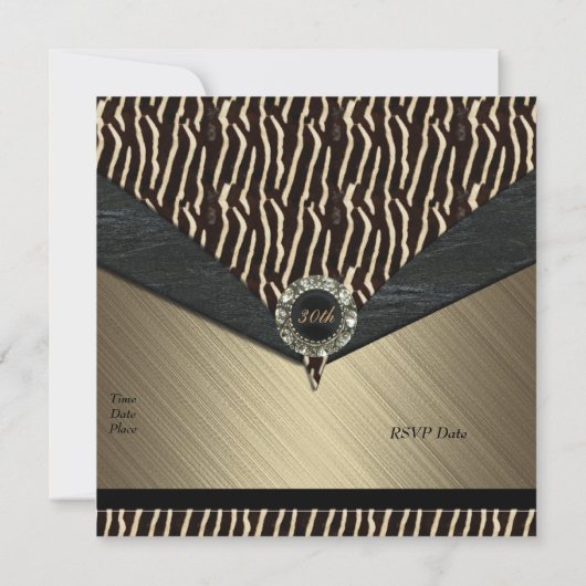 Uitnodiging Elegant 30th Metal Black Jewel Animal  (Achterkant)