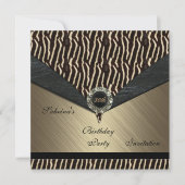 Uitnodiging Elegant 30th Metal Black Jewel Animal  (Voorkant)