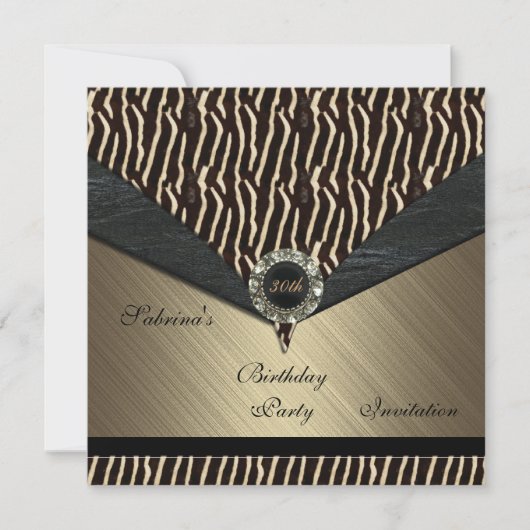 Uitnodiging Elegant 30th Metal Black Jewel Animal  (Voorkant)