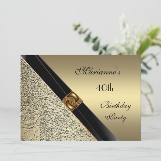 Uitnodiging Elegant 40e verjaardag Bronze Metaal (Staand voorkant)