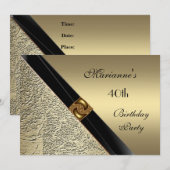 Uitnodiging Elegant 40e verjaardag Bronze Metaal (Voorkant / Achterkant)