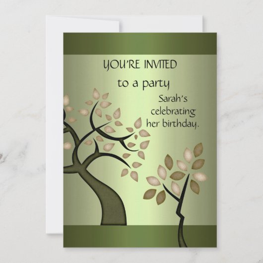 Uitnodiging Elegant Avocado Green Floral (Voorkant)