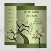 Uitnodiging Elegant Avocado Green Floral (Voorkant / Achterkant)