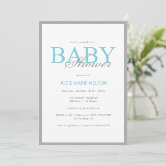 Uitnodiging "Elegant Baby shower" (Staand voorkant)