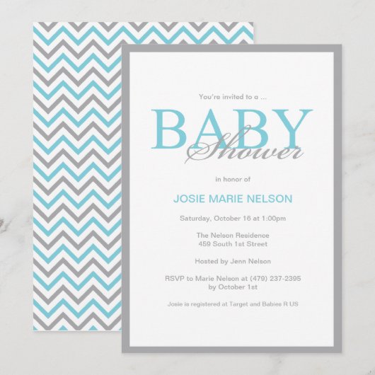 Uitnodiging "Elegant Baby shower" (Voorkant / Achterkant)