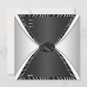 Uitnodiging Elegant Birthday 30th Zebra black Whit (Achterkant)