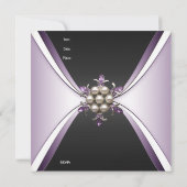 Uitnodiging Elegant Birthday Mauve Black Jewel (Achterkant)