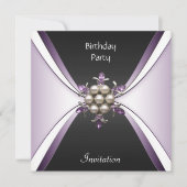 Uitnodiging Elegant Birthday Mauve Black Jewel (Voorkant)