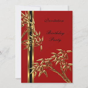 Uitnodiging Elegant Birthday Party Asian Bamboo