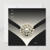 Uitnodiging Elegant Birthday Party Pearl Black (Achterkant)