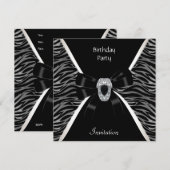 Uitnodiging Elegant Birthday Party Wild Black Jewe (Voorkant / Achterkant)