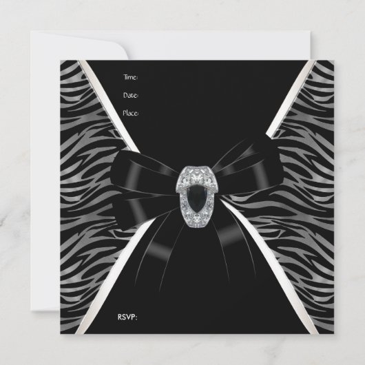 Uitnodiging Elegant Birthday Party Wild Black Jewe (Achterkant)
