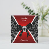 Uitnodiging Elegant Birthday Red Wild Black Jewel (Staand voorkant)