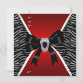 Uitnodiging Elegant Birthday Red Wild Black Jewel (Achterkant)
