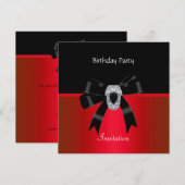 Uitnodiging Elegant Birthday Rich Red Black Jewel (Voorkant / Achterkant)