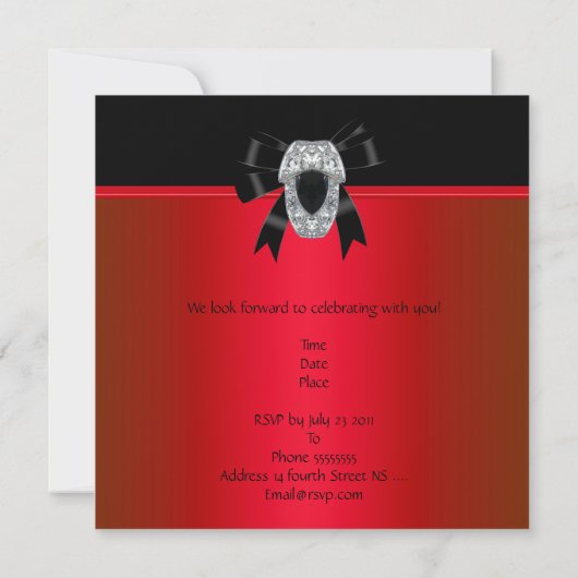 Uitnodiging Elegant Birthday Rich Red Black Jewel
