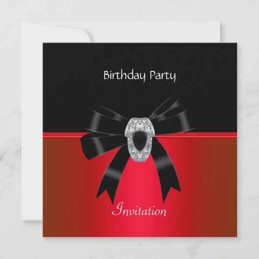 Uitnodiging Elegant Birthday Rich Red Black Jewel (Voorkant)