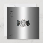 Uitnodiging Elegant Birthday Silver Jewel Diamond (Achterkant)