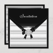 Uitnodiging Elegant Black White Jewel Diamond (Voorkant / Achterkant)