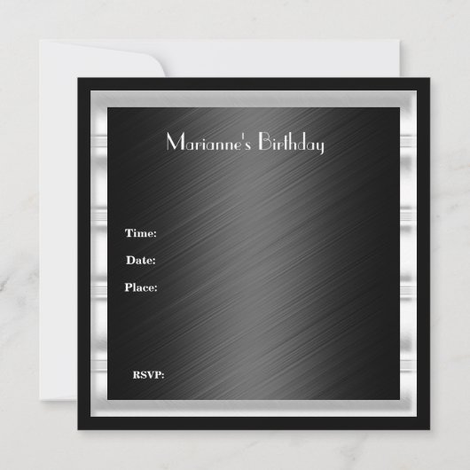 Uitnodiging Elegant Black White Jewel Diamond (Achterkant)