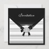 Uitnodiging Elegant Black White Jewel Diamond (Voorkant)