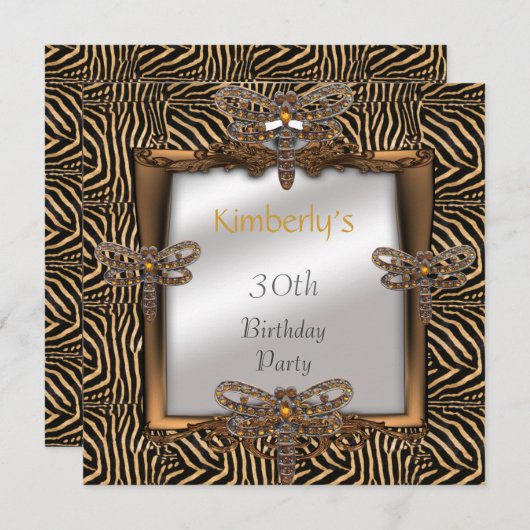 Uitnodiging Elegant Bronze Animal Dragonfly jewel (Voorkant / Achterkant)