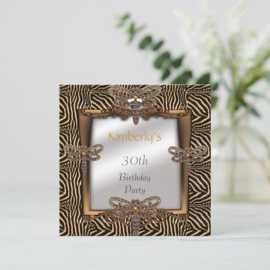 Uitnodiging Elegant Bronze Animal Dragonfly jewel (Staand voorkant)