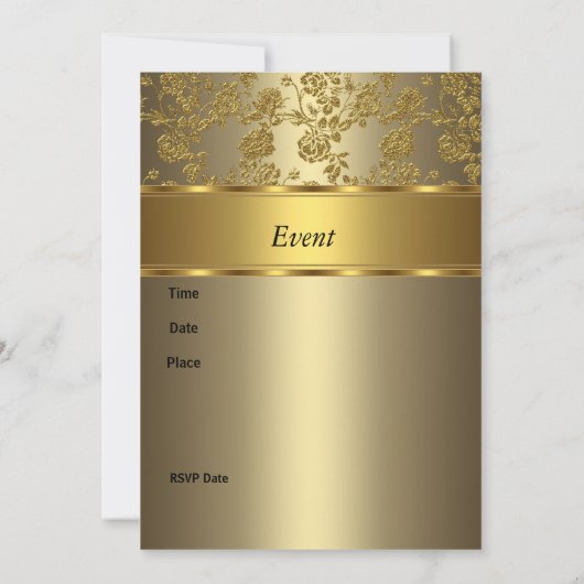 Uitnodiging Elegant Classy Gold Bronze Floral (Achterkant)
