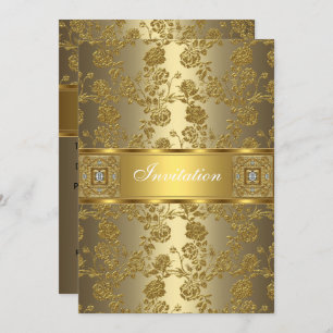 Uitnodiging Elegant Classy Gold Bronze Floral
