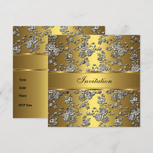 Uitnodiging Elegant Classy Gold Embossed Floral