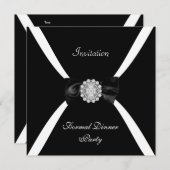 Uitnodiging Elegant Elegant Black White Bow Stropd (Voorkant / Achterkant)