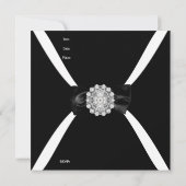 Uitnodiging Elegant Elegant Black White Bow Stropd (Achterkant)