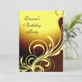 Uitnodiging Elegant Geel Geel Goud Bruin Floral (Staand voorkant)