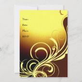 Uitnodiging Elegant Geel Geel Goud Bruin Floral (Achterkant)