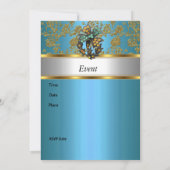 Uitnodiging Elegant Klasse Goud Turquoise Blauwe B (Achterkant)