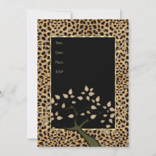 Uitnodiging Elegant Leopard Tree Floral (Achterkant)