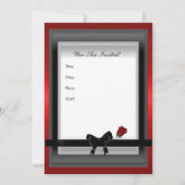 Uitnodiging Elegant Red Rose Black Ribbon Bow 3 (Achterkant)