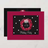 Uitnodiging Elegant Red Wreath Party (Voorkant / Achterkant)