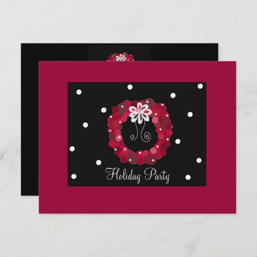 Uitnodiging Elegant Red Wreath Party (Voorkant / Achterkant)